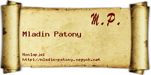 Mladin Patony névjegykártya